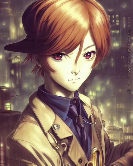 Image similar to portrait Anime Guy steampunk cute-fine-face, pretty face, realistic shaded Perfect face, fine details. Anime. Bioshock steampunk realistic shaded lighting by katsuhiro otomo ghost-in-the-shell, magali villeneuve, artgerm, rutkowski Jeremy Lipkin and Giuseppe Dangelico Pino and Michael Garmash and Rob Rey
