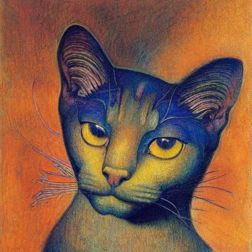 Image similar to painting of cloisonne cat head, by annie swynnerton and diego rivera and nicholas roerich and jean delville, symbolist, dramatic lighting, god rays, art brut, rich colors, smooth, sharp focus, extremely detailed, adolf wolfli and ( donato giancola and bilibin )