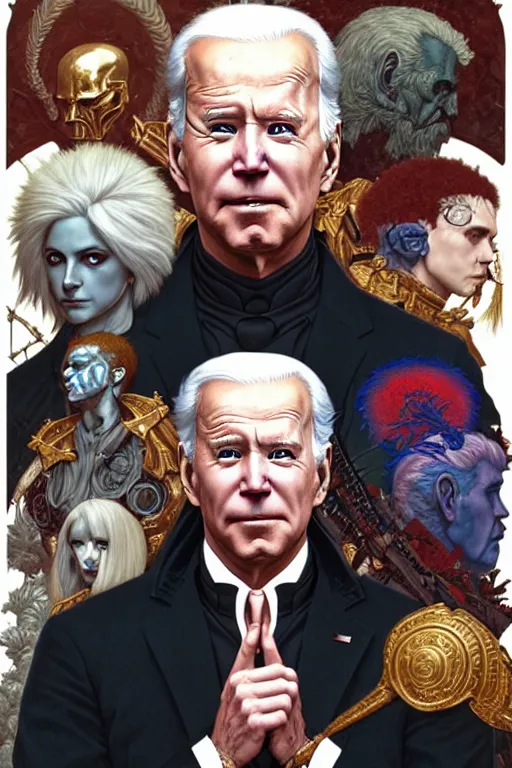 Image similar to portrait of joe biden goth cyborg with white hair in warhammer armor, art by kuvshinov ilya and wayne barlowe and gustav klimt and artgerm and wlop and william - adolphe bouguereau