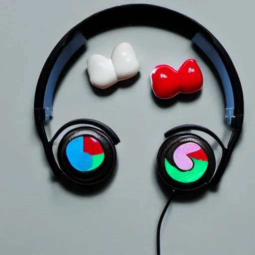 Prompt: headphones made out of candy, photo