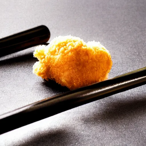 Image similar to chicken nugget getting hit by a baseball bat