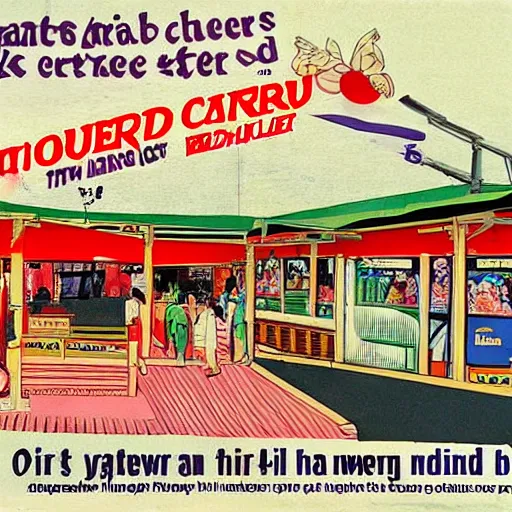 Image similar to A 1990s poster of a hawker centre