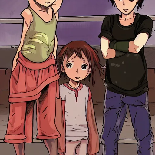 Image similar to backstreet child, anime comic panel