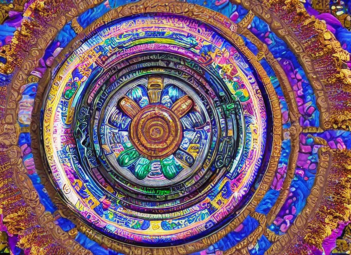 Prompt: hyperrealism, detailed textures, photorealistic 3 d render, a coloured beautiful tibetan kalachakra mandala, sanskrit writing, ultra realistic, ultra high pixel detail, cinematic, intricate, cinematic light, concept art, illustration, art station, unreal engine 8 k