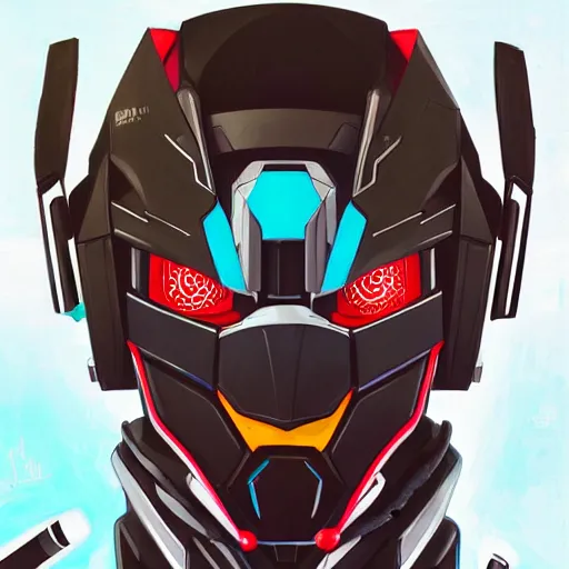 Image similar to a portrait of a stunning beautiful predator gundam pilot, with an intricate, detailed, urban inspired hiphop afro futuristic helmet, vector behance hd jesper ejsing, rhads, makoto shinkai, lois van baarle, ilya kuvshinov, rossdraws, hd, 3 2 k, ilya kuvshinov, gustav klimt