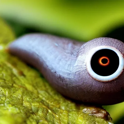 Prompt: a slug with a giant eyeball on its back