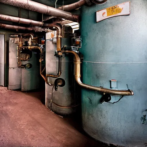 Prompt: a boiler room, color photography