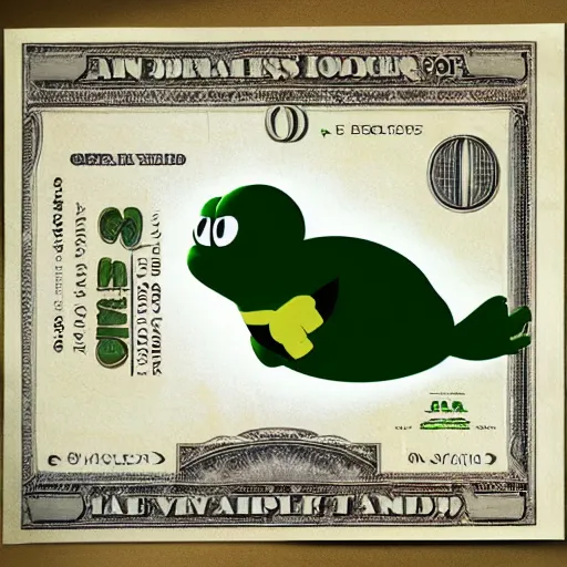 Image similar to flying banknotes around pepe