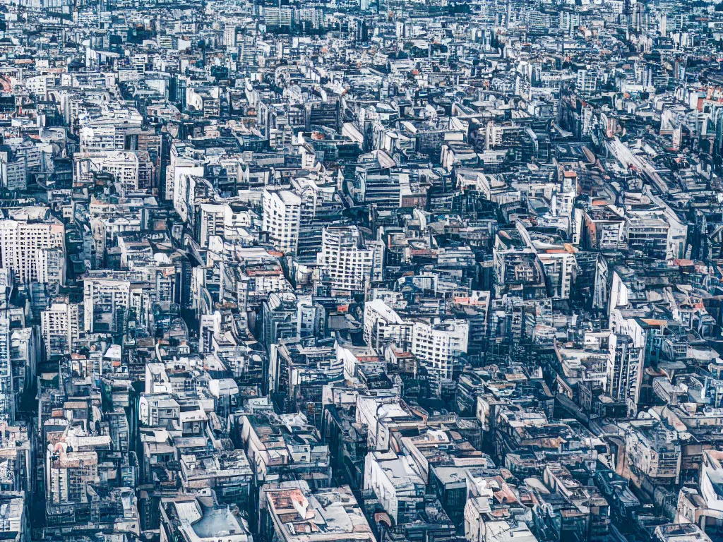 Prompt: drone view of a city, Brutalist architecture, sharp focus, digital art 4k