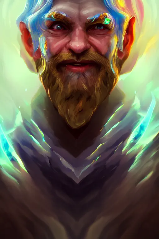 Image similar to a human elemental sorcerer, mountainous setting, colorful magic effects, white skin, portrait, old man, sharp focus, digital art, concept art, trending on artstation, dynamic lighting, by emylie boivin