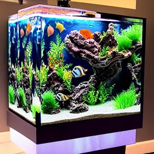 Image similar to extremely detailed ornate stunning beautiful futuristic aquarium