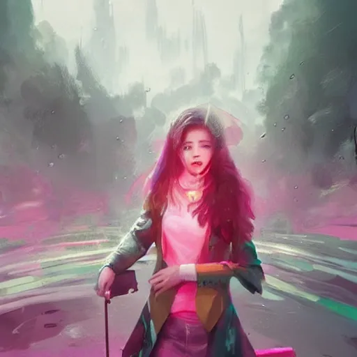 Image similar to “ a portrait of bts, rainy background, pink bright art masterpiece artstation. 8 k, sharp high quality artwork in style of jose daniel cabrera pena and greg rutkowski, concept art by tooth wu, hearthstone card game artwork. ”