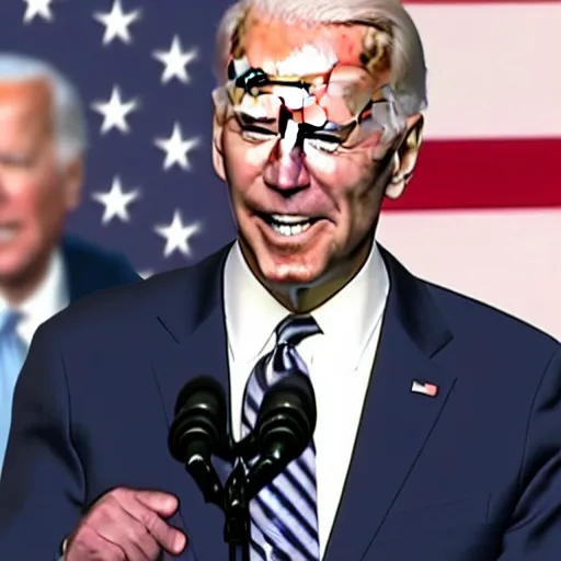 Image similar to joe biden giving speech looking up in the sky hands up