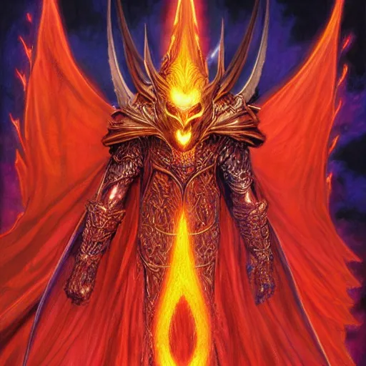 Image similar to majestic fiery Sauron the shadow Necromancer wizard by Mark Brooks, Donato Giancola, Victor Nizovtsev, Scarlett Hooft, Graafland, Chris Moore