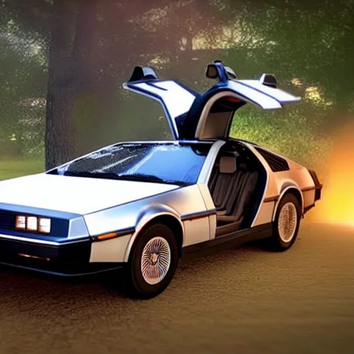 Image similar to a screenshot of the delorean traveling through time at 8 k