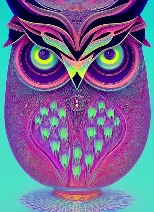 Image similar to symmetry!! product render poster vivid colors divine proportion owl, 神 圣, glowing fog intricate, elegant, highly detailed, digital painting, artstation, concept art, smooth, sharp focus, illustration,