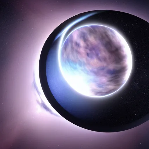 Image similar to an array of planets being swallowed by a black hole, hyper realistic, surreal, unreal engine