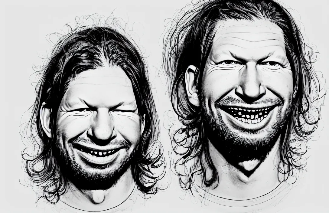 Image similar to aphex twin portrait, in the style of kim jung gi