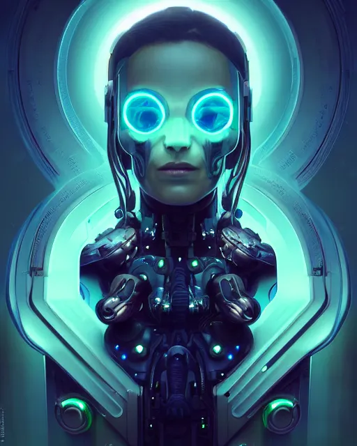 Image similar to one singular portrait of a cute bioluminescent cyborg alien, pulp scifi, highly detailed, digital painting, moody cinematic lighting, hyperrealism, dark retrowave, art by stanley lau and artgerm and magali villeneuve and alphonse mucha, artstation, octane render, cgsociety