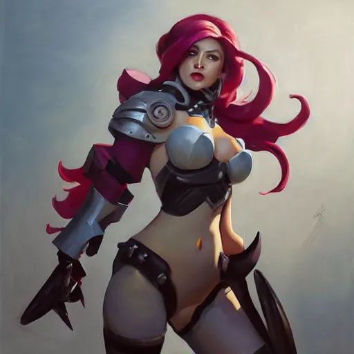 Image similar to greg manchess portrait painting of partially armored jinx from league of legends as overwatch character, medium shot, asymmetrical, profile picture, organic painting, sunny day, matte painting, bold shapes, hard edges, street art, trending on artstation, by huang guangjian, gil elvgren, ruan jia, greg rutkowski, gaston bussiere