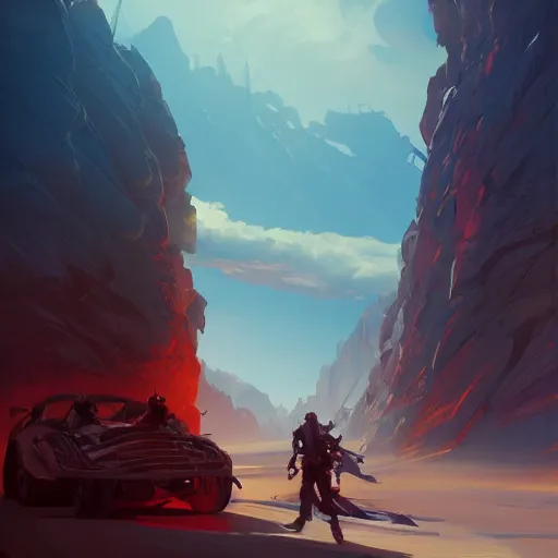 Image similar to hero world mad max, behance hd by jesper ejsing, by rhads, makoto shinkai and lois van baarle, ilya kuvshinov, rossdraws global illumination