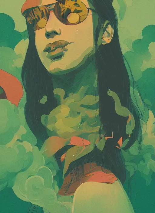 Image similar to profile picture by sachin teng, marijuana, organic painting, dreamy, smoke clouds, asymmetrical, green, matte paint, hard edges, energetic