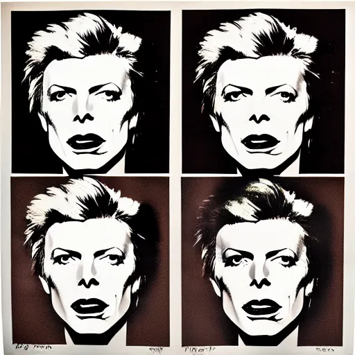 Image similar to individual david bowie silk screen portrait andy warhol style