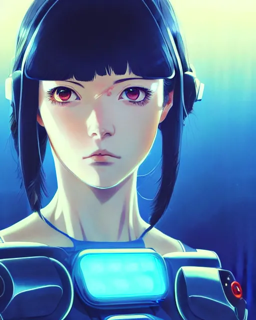 Image similar to girl wearing robotic suit, very anime, fine - face, audrey plaza, realistic shaded perfect face, fine details. anime. realistic shaded lighting poster by ilya kuvshinov katsuhiro otomo ghost - in - the - shell, magali villeneuve, artgerm, jeremy lipkin and michael garmash and rob rey