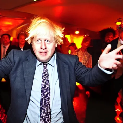 Image similar to boris johnson at a discotheque, afro, hd