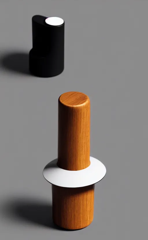 Prompt: a stylish handheld coffee tamper ; designed by marc newsom, zaha hadid, blonde, joseph and joseph, dieter rams ; natural materials ; industrial design ; behance ; le manoosh ; pinterest ; if design award ; reddot design award