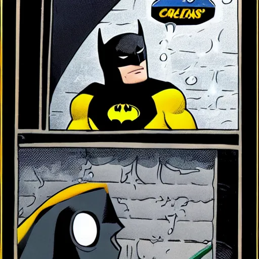 Image similar to batman having a cold shower,