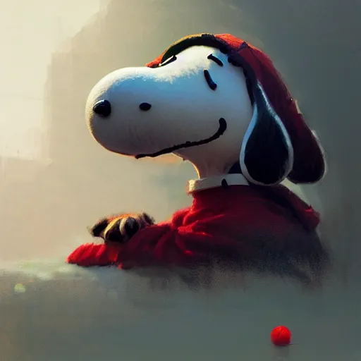 Prompt: snoopy, sharp focus, illustration, highly detailed, digital painting, concept art, matte, art by ruan jia and wlop and greg rutkowski, masterpiece