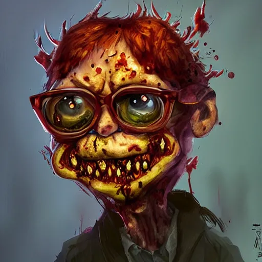 Image similar to a zombie Garfield, by WLOP, horror, wounds, bloody, dark fantasy, trending on artstation