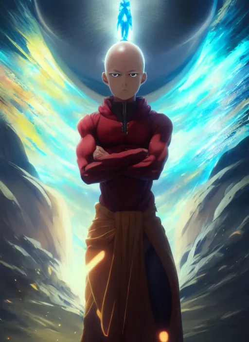 Saitama Wallpaper Sitting by the shore : r/AiAnimeArt