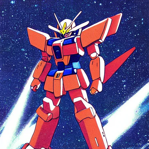 Image similar to gundam by mamoru nagano, fivestarstory style,