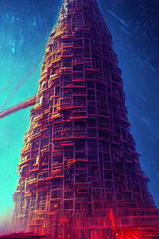 Image similar to epic gigantic megastructure tower by Alena Aenami