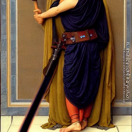 Image similar to a pre - raphaelite jedi knight from star wars painted by john william godward