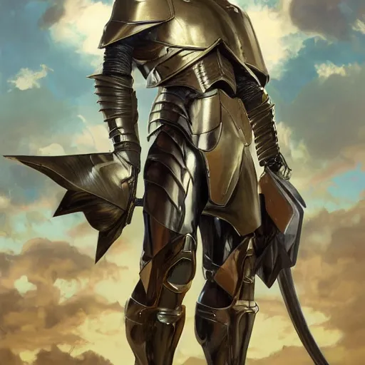 Prompt: character concept, wide angle, full body, symmetrical head - on centralized, young man with armor suit. detailed, high quality, dynamic lightning, fantasy, scenematic. artwork by artgerm, wlop, alex ross, greg rutknowski, alphonse mucha