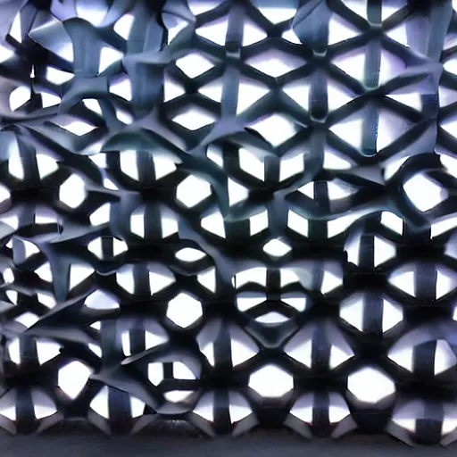 Image similar to 3d printed Hexa façade , Voronoi, parametric design, telephoto lens