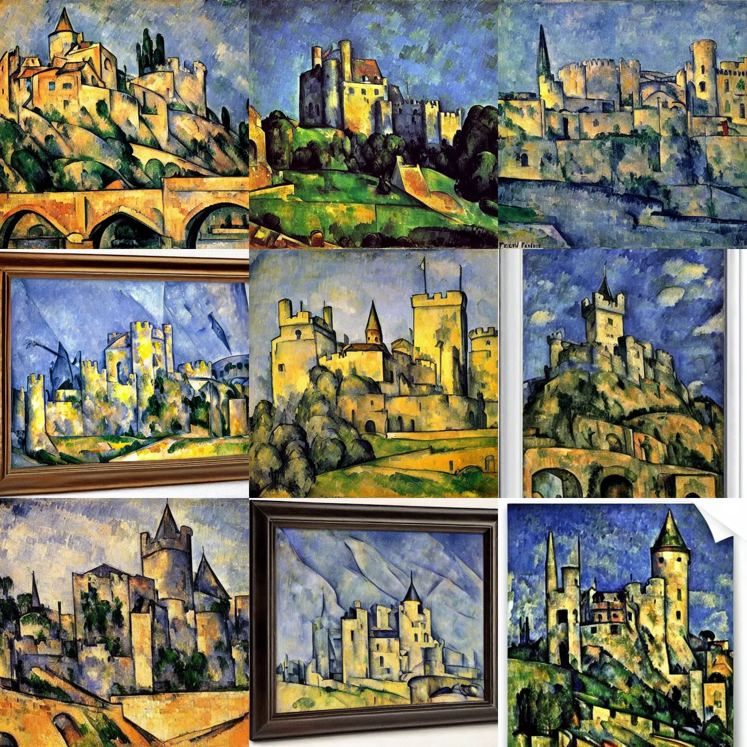 Prompt: medieval castle, by paul cezanne