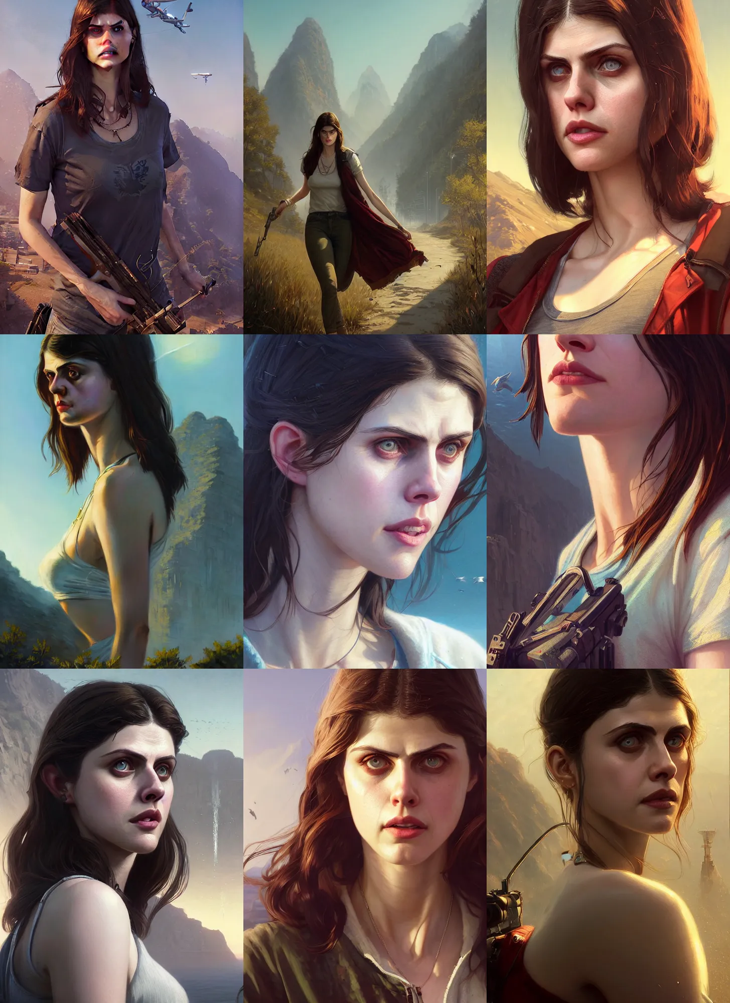 Prompt: highly detailed portrait of alexandra daddario in gta v, stephen bliss, unreal engine, fantasy art by greg rutkowski, loish, rhads, ferdinand knab, makoto shinkai and lois van baarle, ilya kuvshinov, rossdraws, tom bagshaw, global illumination, radiant light, detailed and intricate environment