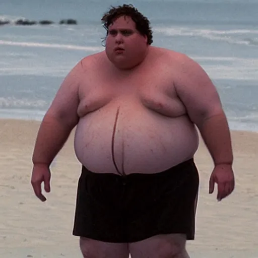 Prompt: morbidly obese henry cavil at the beach