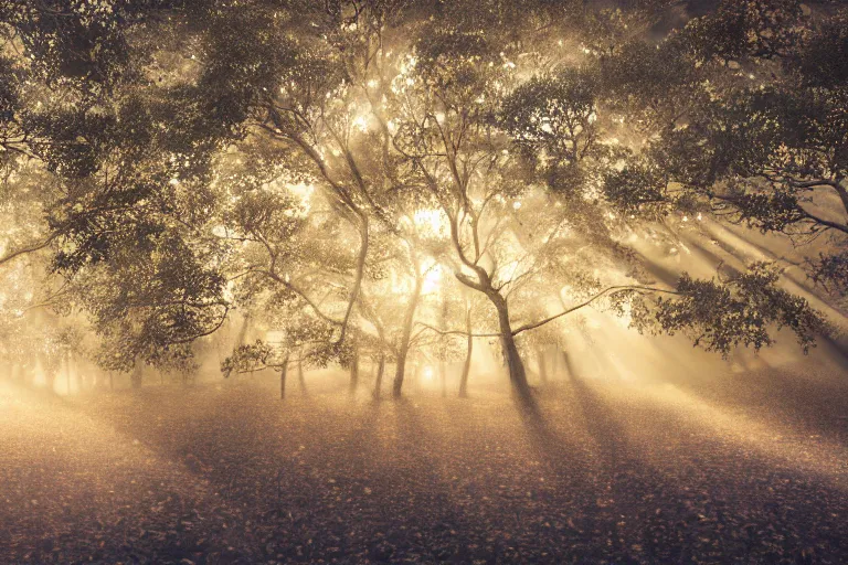 Image similar to portrait of crepe myrtle trees in a forest during a blizzard. golden hour. shadow and light. rays of light. energetic, dynamic, lively, detailed, intricate, complex. fine art by hayao miyazaki, akira toriyama, makoto shinkai, and ohara koson. studio lighting. tilt and shift lens. bokeh.