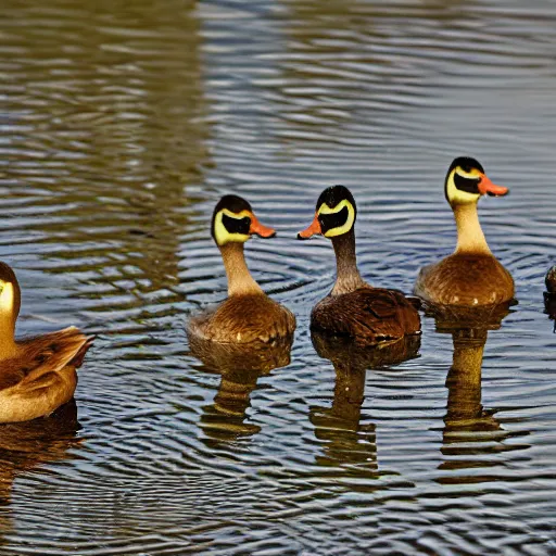 Image similar to ducks spotted in mcdonald's, professional photograph. ISO 300, depth of field