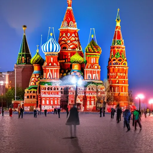 Image similar to high quality image of fire on Red Square in Moscow, highly detailed, 8k, professional photo