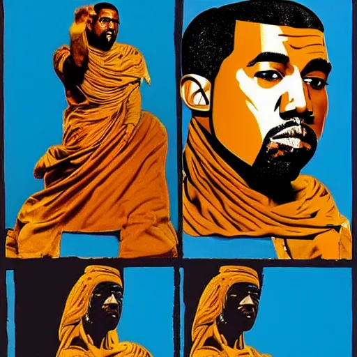 Image similar to kanye west as emperor, by andy warhol