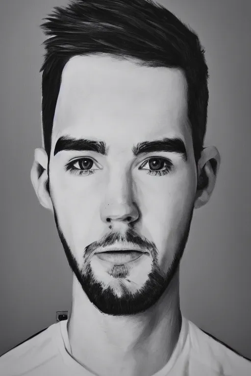 Image similar to Sean McLoughlin, Jacksepticeye, Irish Youtuber, solo portrait, gigachad, grayscale 🎨🖌️