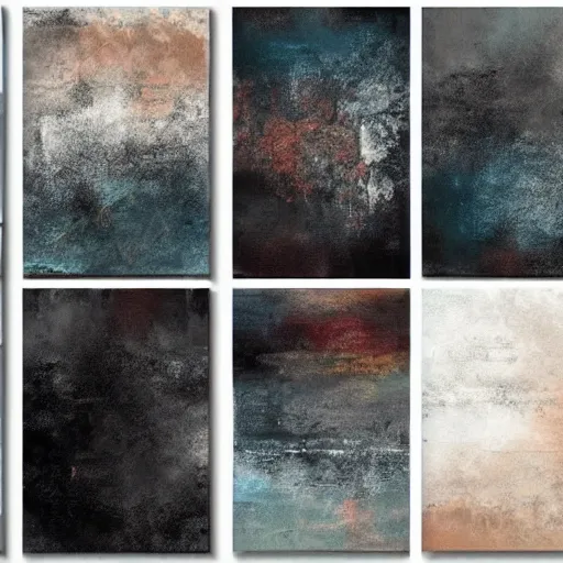 Prompt: collection of abstract backgrounds for the new year and christmas. modern design, ink brush strokes, brushes, lines, grungy. dirty artistic elements.