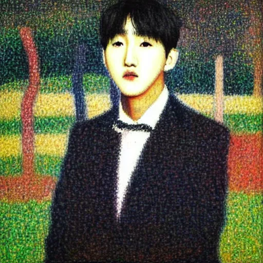 Prompt: “K-pop star Changbin as an oil painting by Seurat”