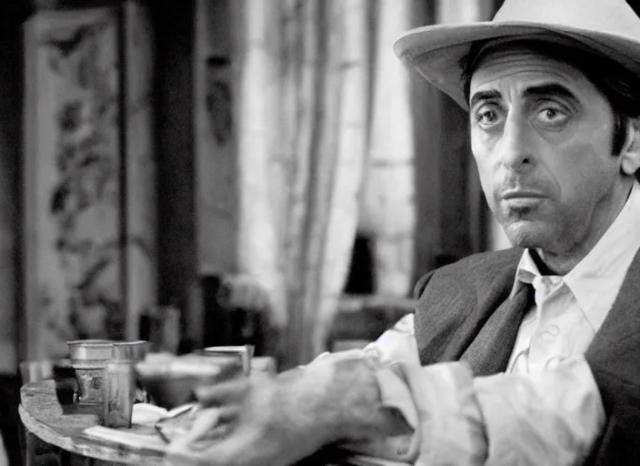 Image similar to film still of !!!!Al Pacino!!! as Everett in Oh Brother Where Art Thou 2000, 4k